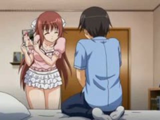 Anime chica teta follando y rubbing enorme rabo gets un facial