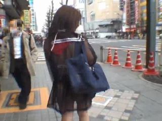 Mikan astonishing アジアの 女子生徒 enjoys 公共